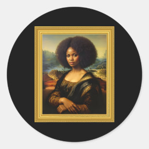Black Mona Lisa Afro Königin Afrikanische Frau Bla Runder Aufkleber