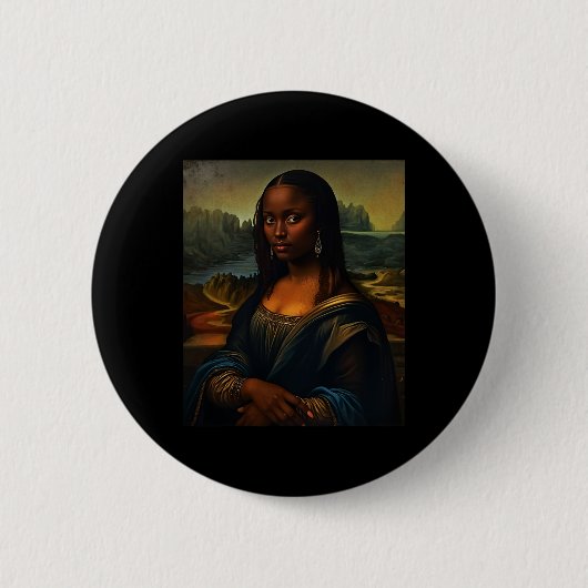 Black Mona Lisa Black History Month Frauen Afro Qu Button (Vorderseite)