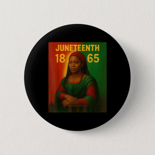 Black Mona Lisa Graphic Afro American June Button (Vorderseite)