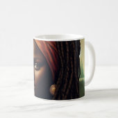 Black Mona Lisa Reimagined Art Print – Afrocentric Kaffeetasse (VorderseiteRechts)