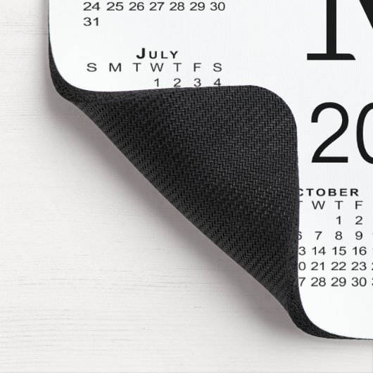 Black Monogram 2026 Calendar on White Mousepad (Ecke)