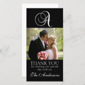 Black Monogram A Wedding Danke Foto Card (Vorne/Hinten)