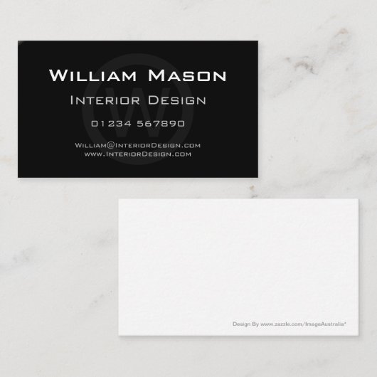 Black Monogram Circle - Berufliche Visitenkarte (Vorne/Hinten)