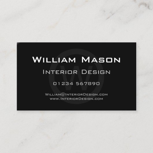 Black Monogram Circle - Berufliche Visitenkarte (Vorderseite)