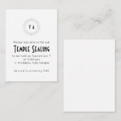 Black Monogram Circle Temple Sealing Invitation Begleitkarte (Vorne/Hinten)