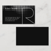 Black Monogram Consultant Business Card Visitenkarte (Vorne/Hinten)
