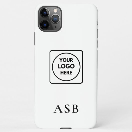 Black Monogram Custom Logo Photo iphone case Hülle (Rückseite)