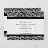 Black Monogram Damask Gift Registry Wedding Begleitkarte (Vorne/Hinten)