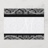 Black Monogram Damask Gift Registry Wedding Begleitkarte (Rückseite)
