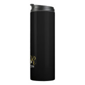 Black Monogram Gold White Minimalist Elegant Men  Thermosbecher (Nach rechts gedreht)