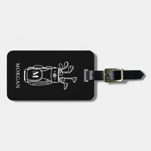 Black Monogram Golf Bag Gepäckanhänger (Vorderseite horizontal)