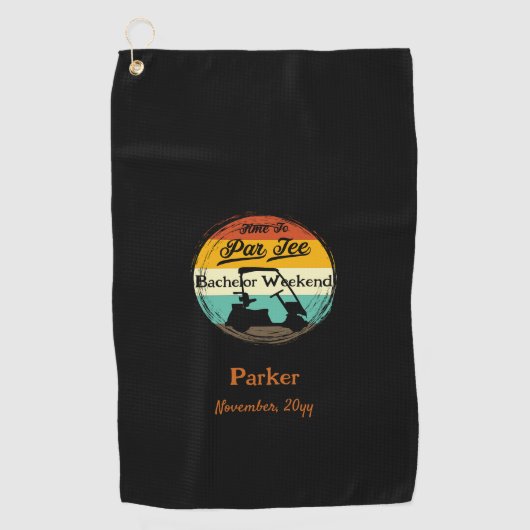 Black Monogram Golf Handtuch | Bachelor Weekend (Vorderseite)