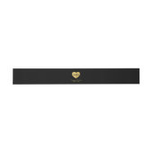 Black Monogram Imitate Gold Heart Wedding Einladungsbanderole (Flach)