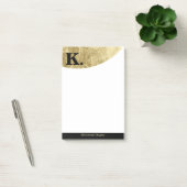 Black Monogram Initial on Gold Foil Luxury Post-it Klebezettel (Büro)