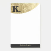 Black Monogram Initial on Gold Foil Luxury Post-it Klebezettel (Vorderseite)