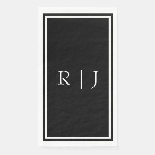Black Monogram Initials White Simple Wedding Serviette (Vorderseite)