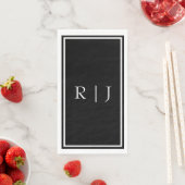 Black Monogram Initials White Simple Wedding Serviette (Beispiel)