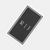 Black Monogram Initials White Simple Wedding Serviette (Ecke)