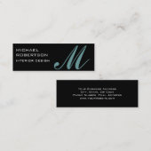 Black Monogram Interior Designer Business Card Mini Visitenkarte (Vorne/Hinten)