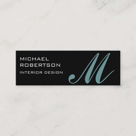 Black Monogram Interior Designer Business Card Mini Visitenkarte (Vorderseite)