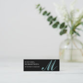 Black Monogram Interior Designer Business Card Mini Visitenkarte (Stehend Vorderseite)