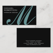 Black Monogram Interior Designer Business Card Visitenkarte (Vorne/Hinten)