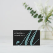 Black Monogram Interior Designer Business Card Visitenkarte (Stehend Vorderseite)