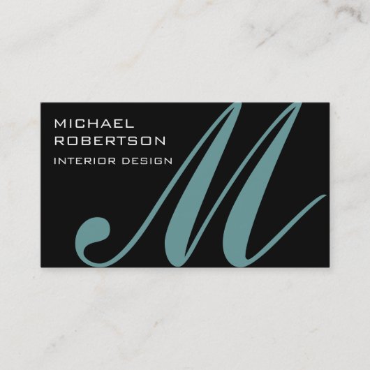 Black Monogram Interior Designer Business Card Visitenkarte (Vorderseite)