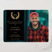 Black Monogram + Laurel Abschluss Ankündigung (Vorderseite)