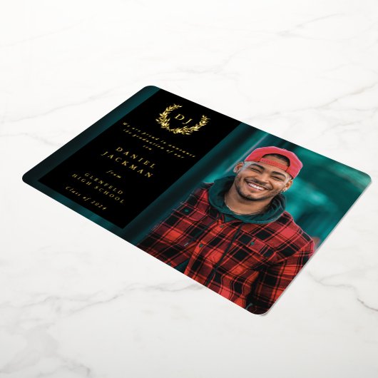 Black Monogram + Laurel Abschluss Ankündigung (Gedreht)