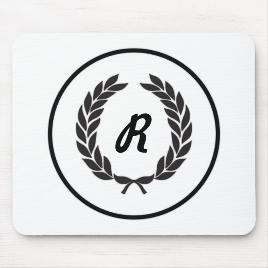 Black Monogram Laurel Wreath Mousepad (Vorne)