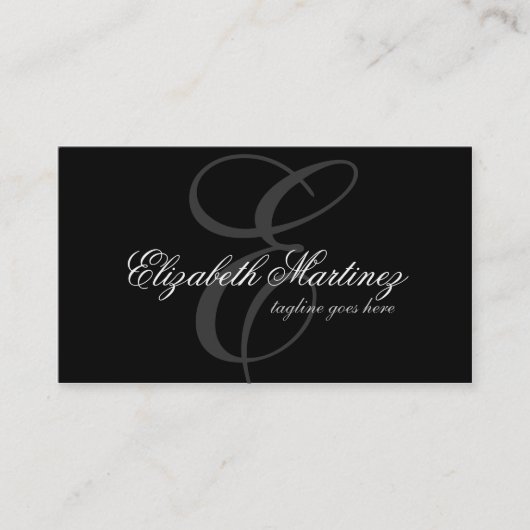 Black Monogram Letter Chic Elegante Business Card Visitenkarte (Vorderseite)