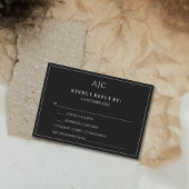 Black Monogram Meal Choice Wedding RSVP Card
