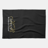 Black Monogram Minimalist Gold White Elegant Men Geschirrtuch (Horizontal)