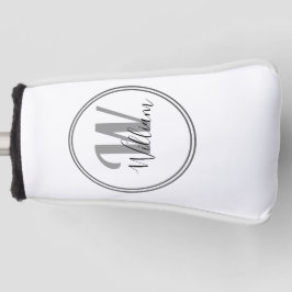 Black Monogram Minimalist Modern Golf Headcover
