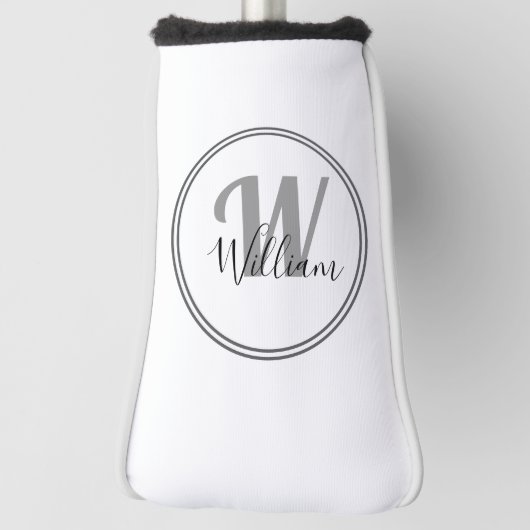 Black Monogram Minimalist Modern Golf Headcover (Rotieren 90)