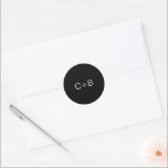 Black Monogram Modern Wedding Runder Aufkleber<br><div class="desc">Minimalist and modern design.</div>