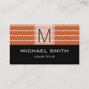 Black Monogram Modern Zickzack Pattern #7 Visitenkarte