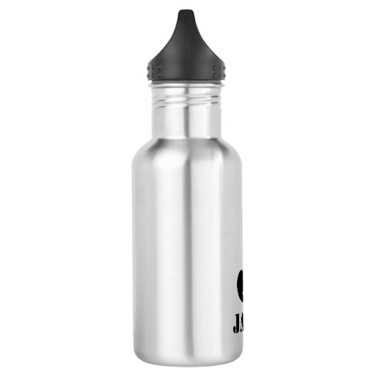 Black Monogram & Name Kids School Edelstahlflasche (Links)