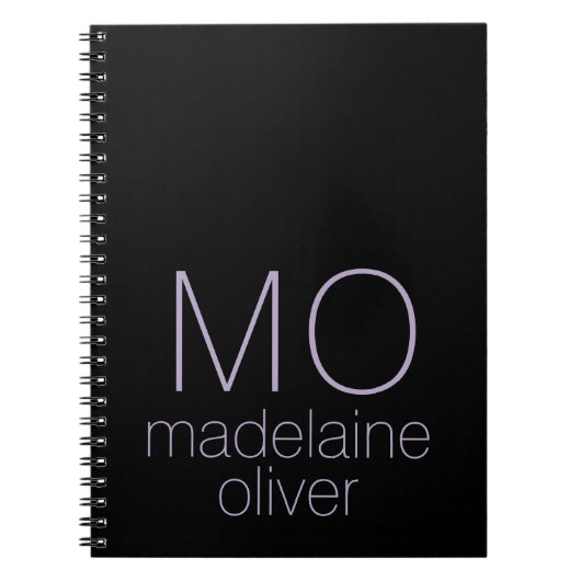 Black Monogram Notebook Journal Custom Initial Notizblock (Vorderseite)