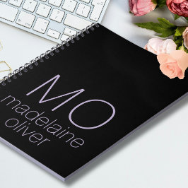 Black Monogram Notebook Journal Custom Initial Notizblock