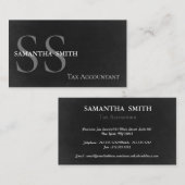 Black Monogram Tax Accountant Visitenkarte (Vorne/Hinten)