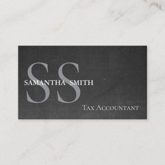 Black Monogram Tax Accountant Visitenkarte (Vorderseite)
