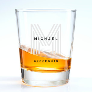 Black Monogram Trauzeuge Wedelparty Schnapsglas