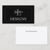 Black Monogram-Visitenkarte Visitenkarte (Vorne/Hinten)