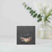 Black Monogram Watercolor Floral Wedding Planner Quadratische Visitenkarte (Stehend Vorderseite)