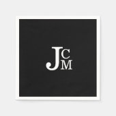 Black Monogram Wedding Cocktail Napkins Serviette (Vorderseite)