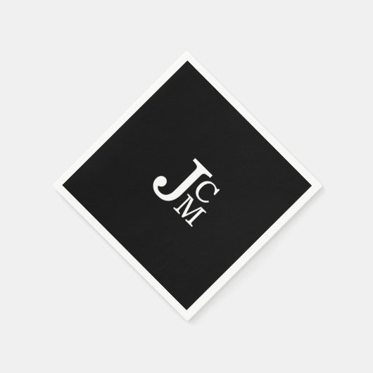 Black Monogram Wedding Cocktail Napkins Serviette (Ecke)