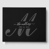 Black Monogram Wedding Guest Book Gästebuch (Vorderseite)