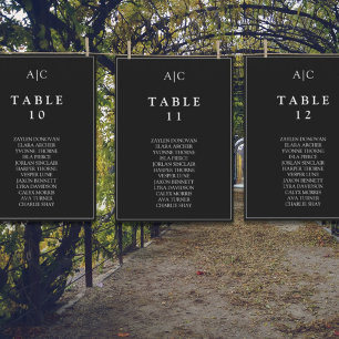 Black Monogram Wedding Table Seekarte Card